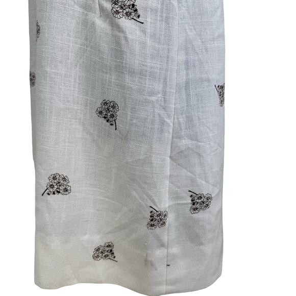 Vintage 1970s Linen Bow Collar Dress with Brown Floral Print – Size M - Picture 13 of 16